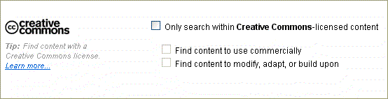 Creative Commons search options on Flickr