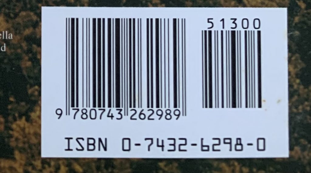 ISBN barcode on back of book